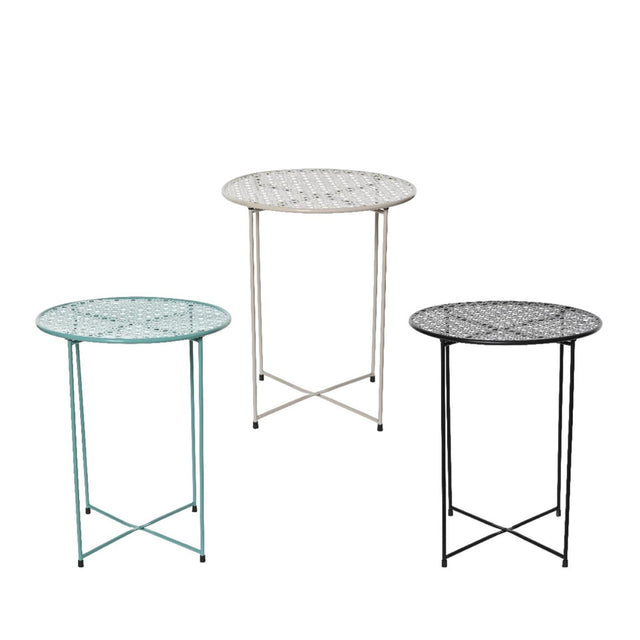 Tavolino Decoris in ferro da interni ø40cm x h.48cm - nero, beige o blu