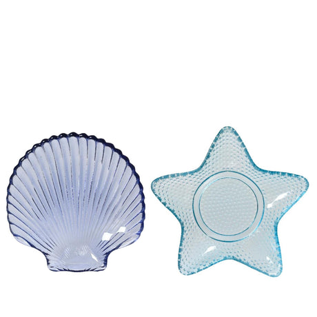 Decoris in cristallo ã˜14cmh2cm conchiglia o stella blu