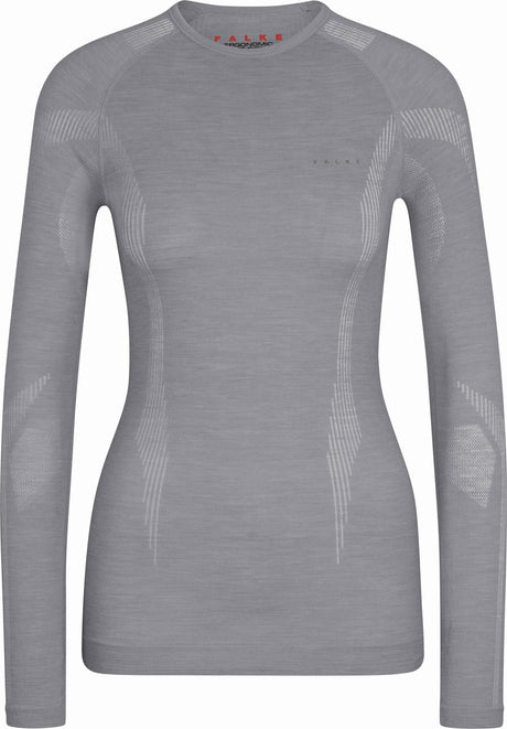 Falke Wool-Tech Longsleeve Camicia funzionale a maniche lunghe in lana ad asciugatura rapida da donna grigia - taglia XL
