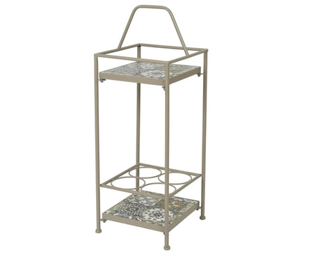 Decoris toulouse portabottiglie da esterno tavolo da portata tortora con intarsio a mosaico 28x26x74,5 cm