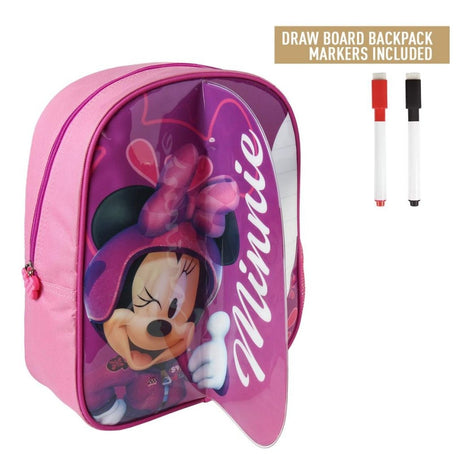Zaino Cerda Disney Minnie Mouse con zona scrittura + 2 pennarelli 25x31x10 cm rosa