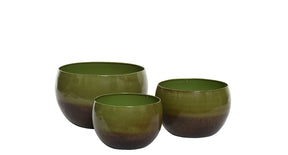 Set a 3 planter ijzer olijf h20 d27cm