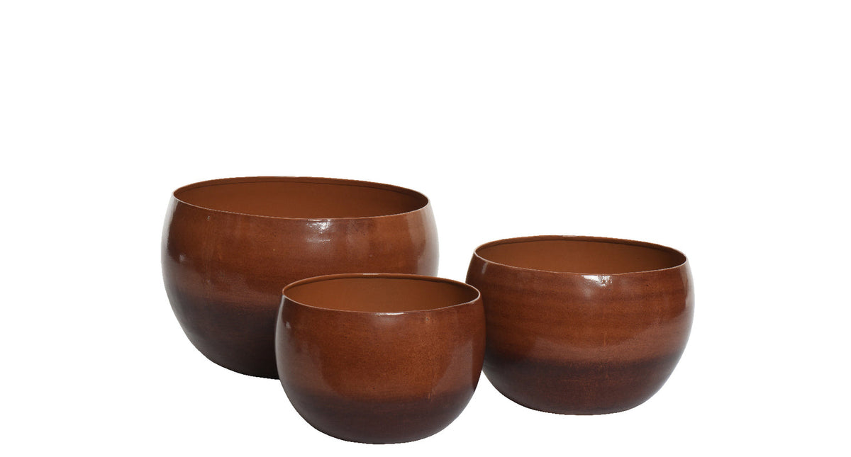 Set a 3 planter ijzer roze h20 d27cm