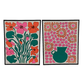 Decoris quadro tela fsc 100% 2,8cm x l.40cm x h.50cm con fiori rosa-verdi