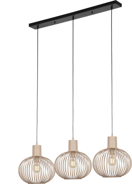 Trio gila - lampada a sospensione - sabbia - escl. 3x e27 4 w - montaggio a soffitto - regolabile in altezza