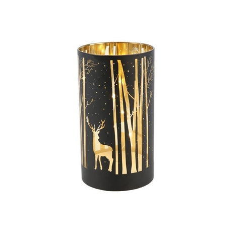 Hbx lanterna a cilindro vivente naturale foresta magica led 3xaa ã˜9xh12cm oro nero