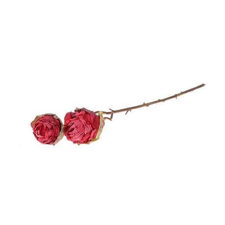 Hbx ramo decorativo natural living rosa orossy 45 cm rosso - con fiori doppi
