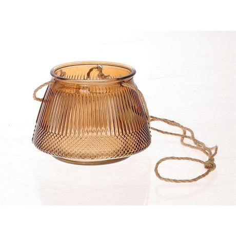 Hbx vaso sospeso natural living linee lanterna ã˜15xh10.5cm marrone