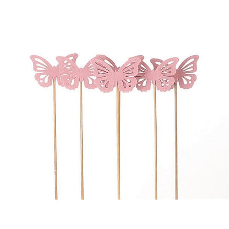 Hbx natural living plug farfalla papilio su bastoncino 6 pezzi 50 cm rosa