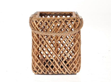 Hbx natural living hbx living lanterna sentio con vetro erba 20x20x25cm marrone