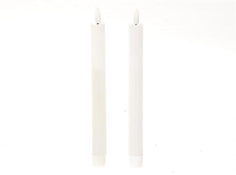 Set di candele da cena a led Hbx Natural Living con effetto fiamma dia2x24,5 cm bianco