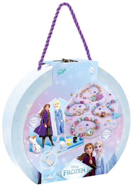 Totum disney frozen 2-in-1 knutselkoffer - 4 armbandjes met 300+ kralen - gipsfiguren gieten en schilderen - speelgoed kinderen - knutselen - voor meisjes en jongens - vanaf 5 jaar -