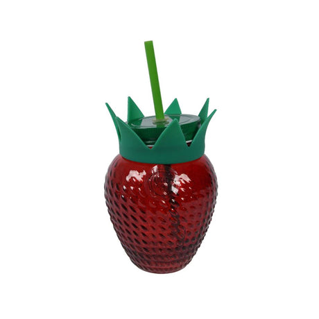 Bicchiere Decoris fragola con cannuccia rosso 450ml dia.10x13cm non lavabile in lavastoviglie