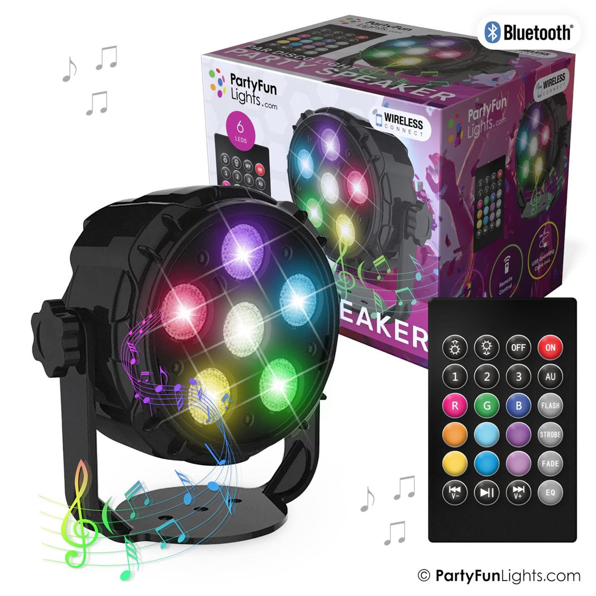 Partyfun illumina l'altoparlante Bluetooth 6x LED di potenza