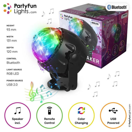 Partyfun illumina l'altoparlante per feste USB Bluetooth LED che cambia colore con telecomando
