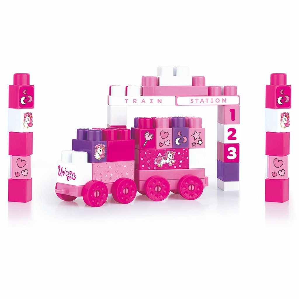 Dolu Dolu Unicorn JumBlocks Treno con 50 blocchi rosa