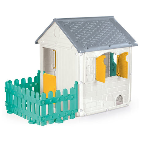 Casetta Dolu con campanello per cancello da giardino bianco verde grigio giallo 122,5x156x104 cm
