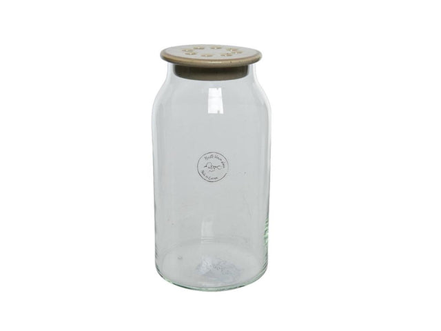 Decoris vaso in vetro ceramica fiori disposti coperchio ceramica ø11-h20cm