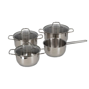 Set di pentole Daily Home in vetro acciaio inox 7 pezzi