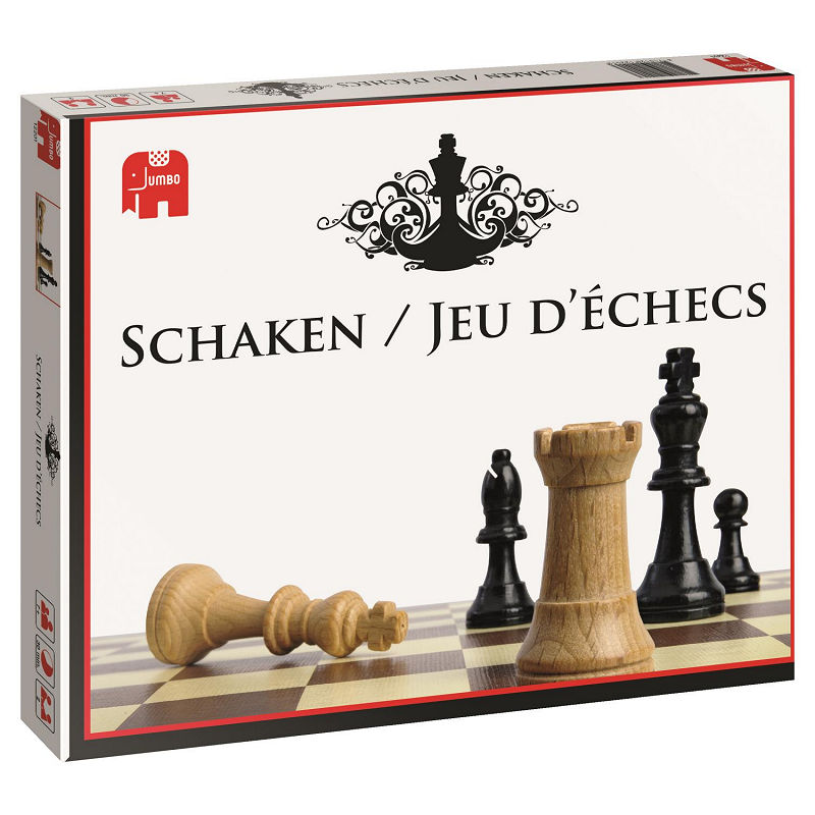 Scacchi Jumbo 1 tavola in cartone (30x30 cm) con 32 pezzi in legno.