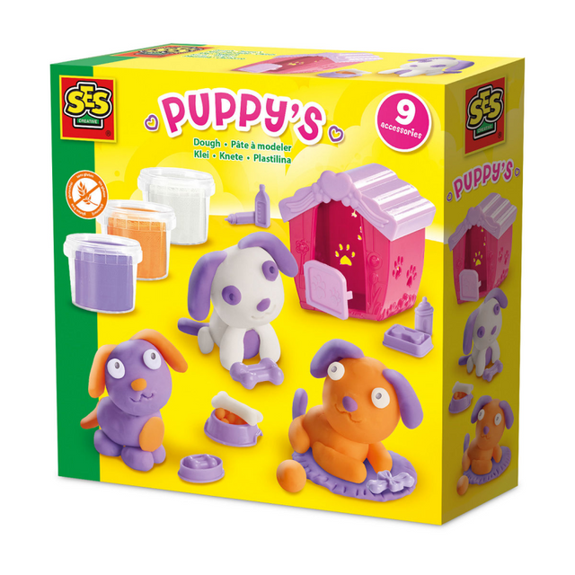 Sei set di cuccioli in argilla