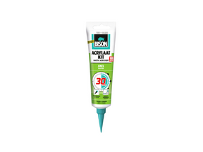 Sigillante acrilico Bison veloce 30 minuti tubo da 150 ml - sigillante per sigillare giunti, cuciture, crepe e fessure, verniciabile, può essere tagliato con precisione