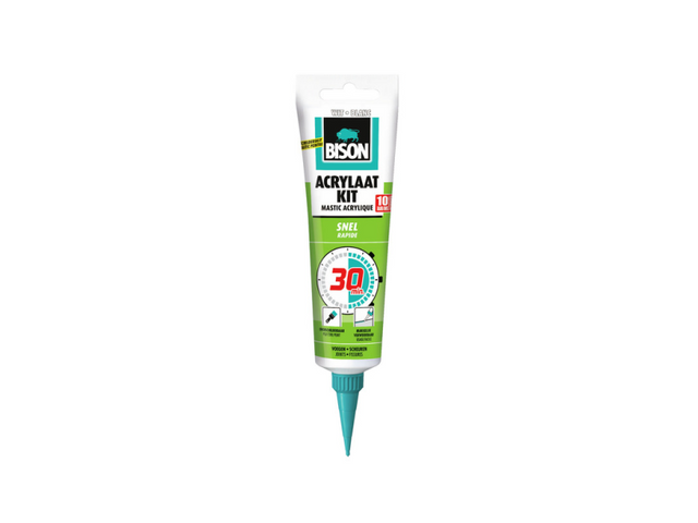 Sigillante acrilico Bison veloce 30 minuti tubo da 150 ml - sigillante per sigillare giunti, cuciture, crepe e fessure, verniciabile, può essere tagliato con precisione