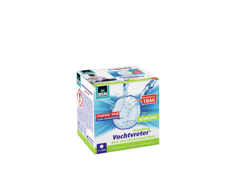 Compresse di ricarica Bison Moisture Absorber® 2x 100 g, deumidificatore d'aria, adatto per ambienti con Modimi Assorbitore®, combatte l'umidità elevata, non richiede batteria, adatto anche per roulotte e camper