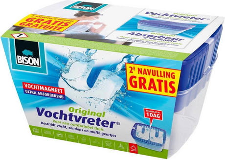 Assorbitore di umidità Bison® neutro 900 g + 2 magneti di ricarica extra, incl. magnete per l'umidità, risultati entro 24 ore, non richiede corrente elettrica, per tutti gli ambienti abitativi, camper, roulotte, utilizzabile entro 1 minuto