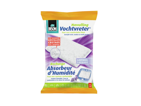 Sacchetto di ricarica per assorbitore di umidità Bison® lavanda 450 g, profumo di lavanda, adatto per assorbitore di umidità®, combatte l'umidità elevata, non richiede batteria, adatto anche per roulotte e camper
