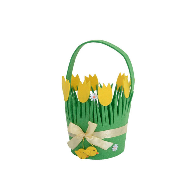 Decoris cesto in feltro Pasqua ø12xh19cm