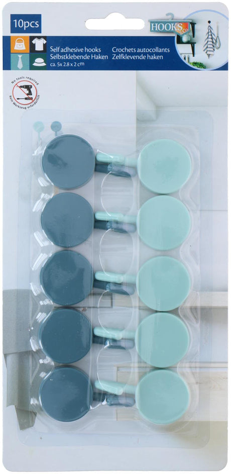 Ganci a vita in plastica autoadesiva 10 pezzi su cartoncino 5x2,5 cm