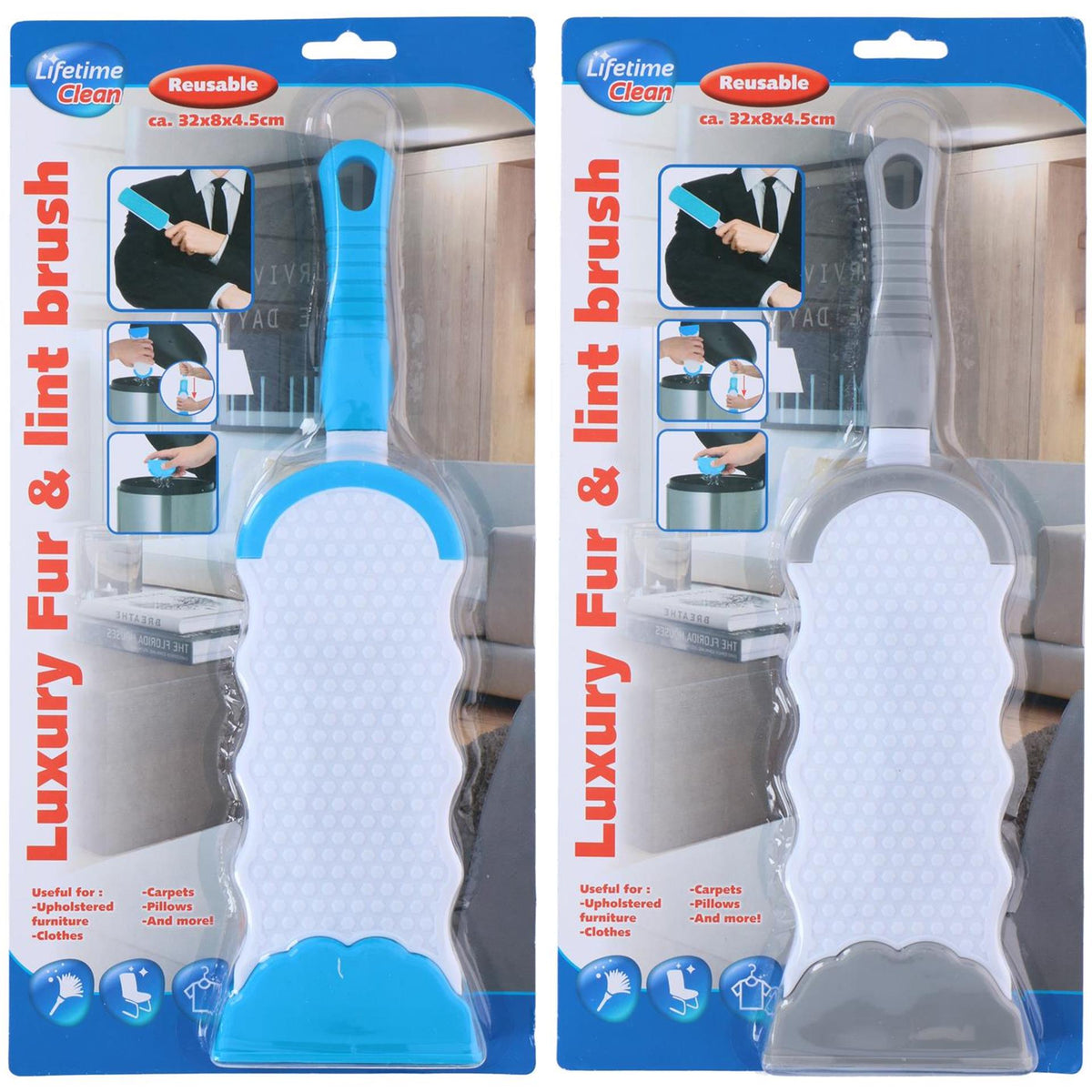 Spazzola per lanugine in pelo a vita 32x9x4,5 cm riutilizzabile