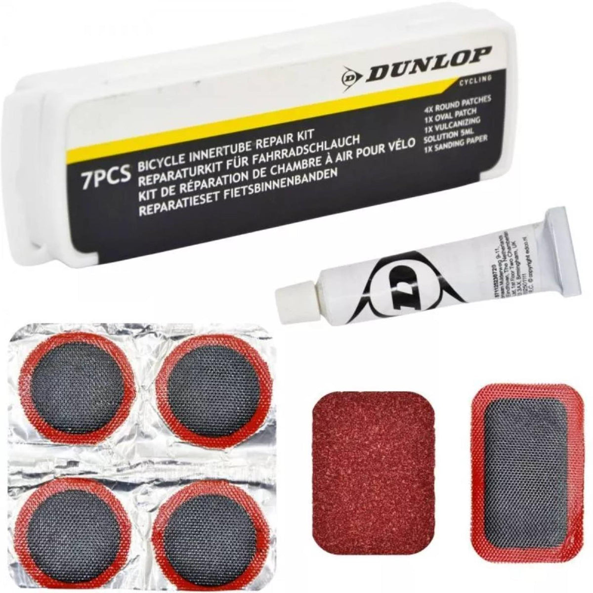 Scatola di toppe per pneumatici per biciclette Dunlop, 7 pz.