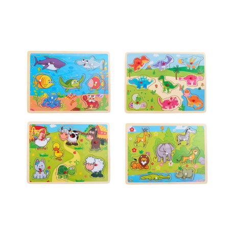 Puzzle di animali in legno 9 pezzi 30x22x1,5 cm