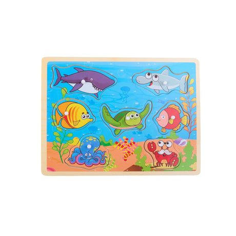Puzzle di animali in legno 9 pezzi 30x22x1,5 cm