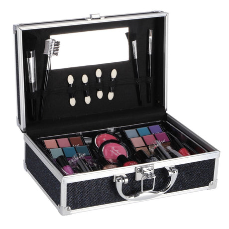 Custodia per trucchi Casuelle in alluminio blu scuro glitter