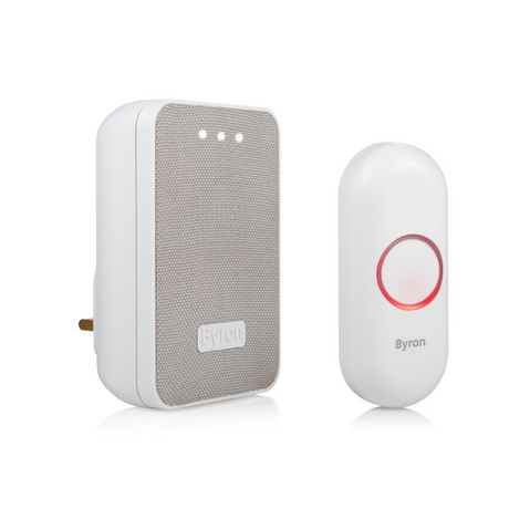 Byron dby-22322 - set wireless per campanello - portata 150 m - impermeabile ip44 - bianco