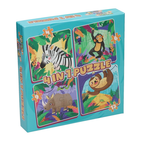 Puzzle 4in1 di Wins Holland - animali selvatici, 12 pz.