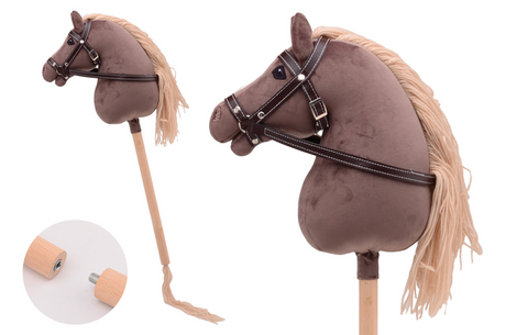 Johntoy Holly Horse - cavallo da hobby di lusso con bastone corto, ca. 80 cm con cavezza, cavallo da passeggio per bambini senza suono