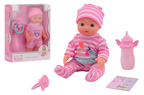 Johntoy john toy baby rose drink + bambola pipì 17 cm