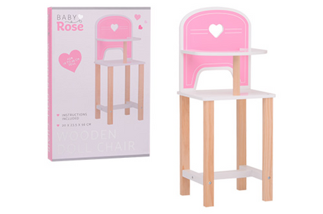 Sedia per bambole in legno Johntoy baby rose - giocattoli per mobili per bambole.