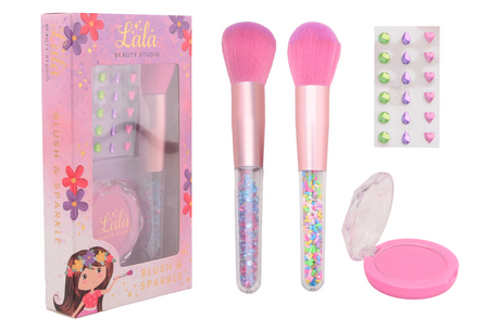Johntoy lala - set per il trucco con fard e pennelli con adesivi