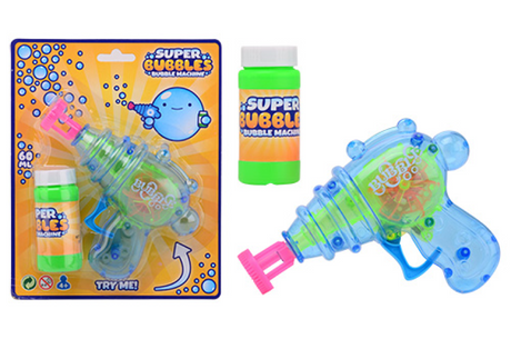 Pistola per bolle Johntoy - macchina per bolle - soffiatore di bolle - con ricarica - giocattoli - plastica - blu - verde - rosa