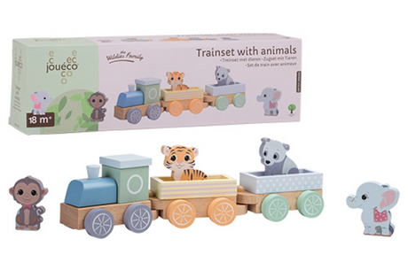 Joueco treno in legno animali selvatici
