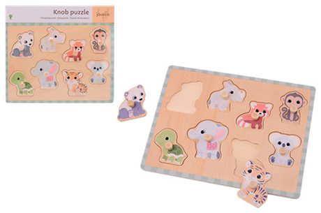 Jouéco puzzle in legno con animali della famiglia Wildies - giocattoli educativi.