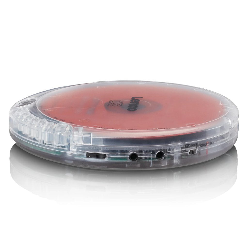 Lenco Lenco CD-012TR Lettore CD portatile con funzione di ricarica Trasparente