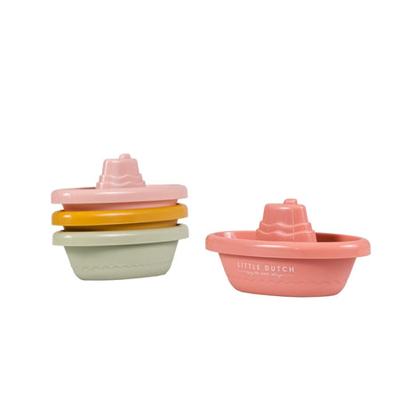Piccoli giocattoli da bagno olandesi barchette da bagno impilabili rosa