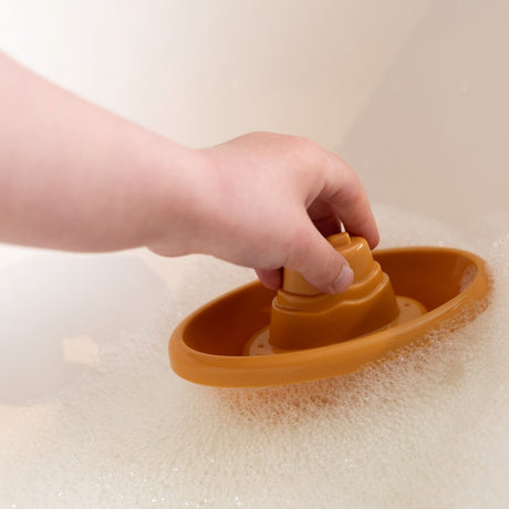 Piccoli giocattoli da bagno olandesi barchette da bagno impilabili rosa