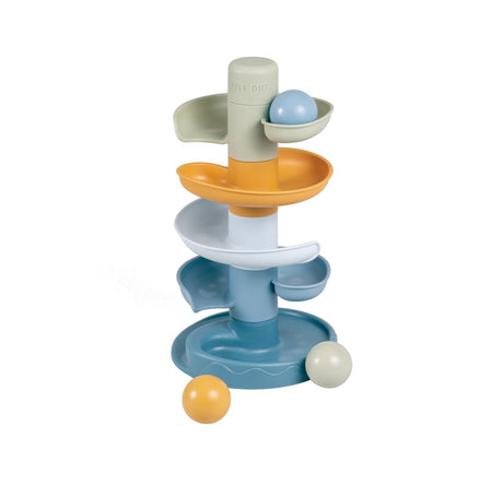 Rubo Toys piccola torre a spirale olandese blu - pista per biglie - 5 parti - 3 palline - torre impilabile